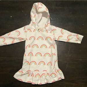 New. Monica and Andy rainbow hooded sweatshirt with ruffles, size 2T